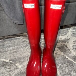 Hunter Glossy Red Tall Boots